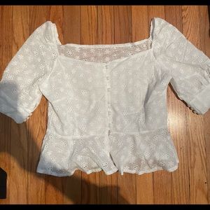 white button up cropped blouse